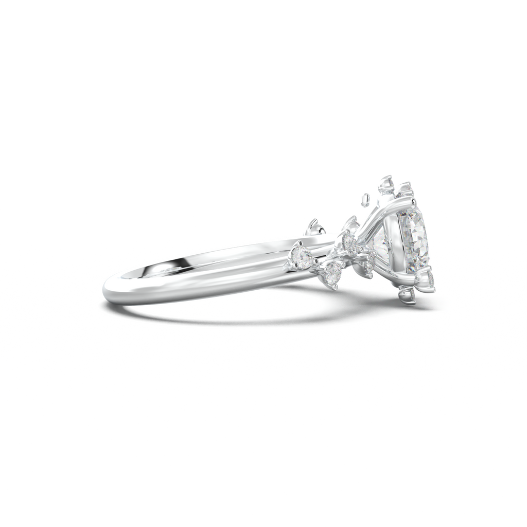 Round Botanical Accent Engagement Ring