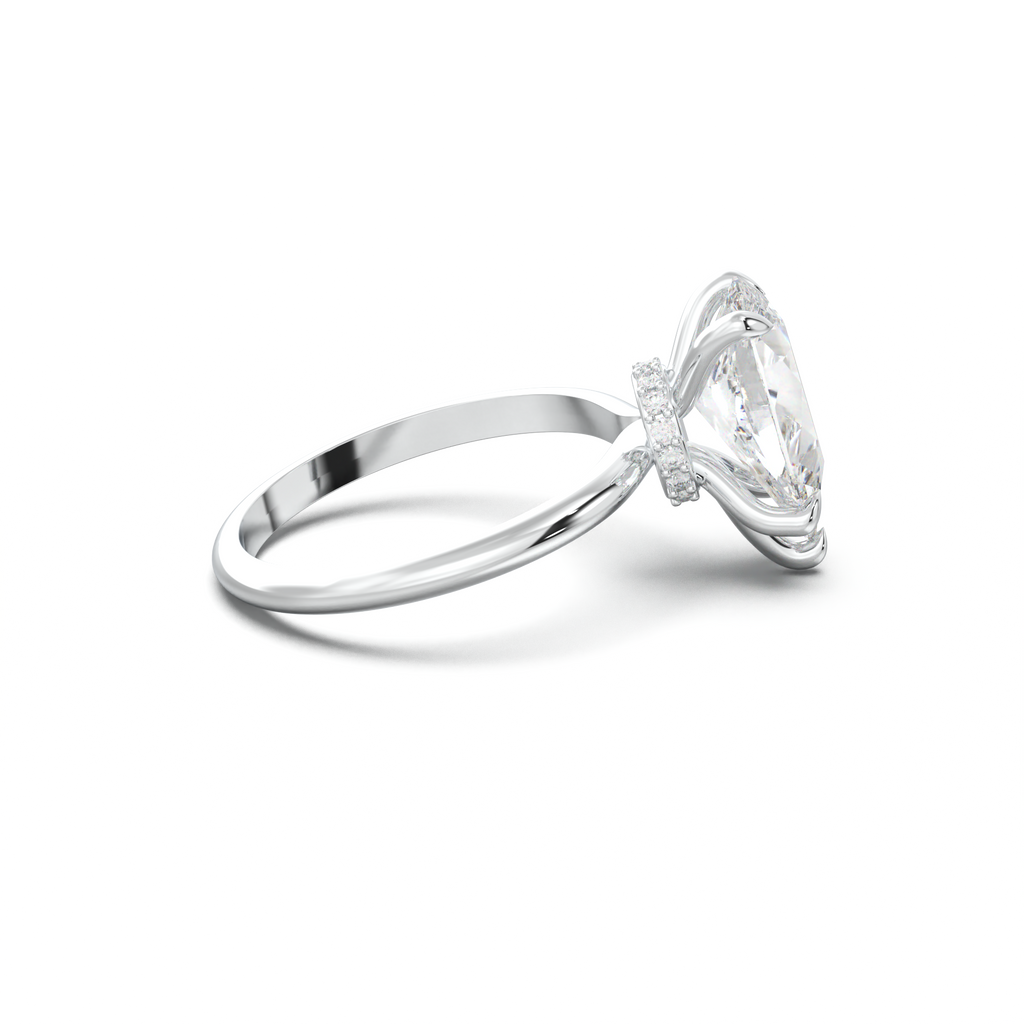 Pear Hidden Halo Engagement Ring