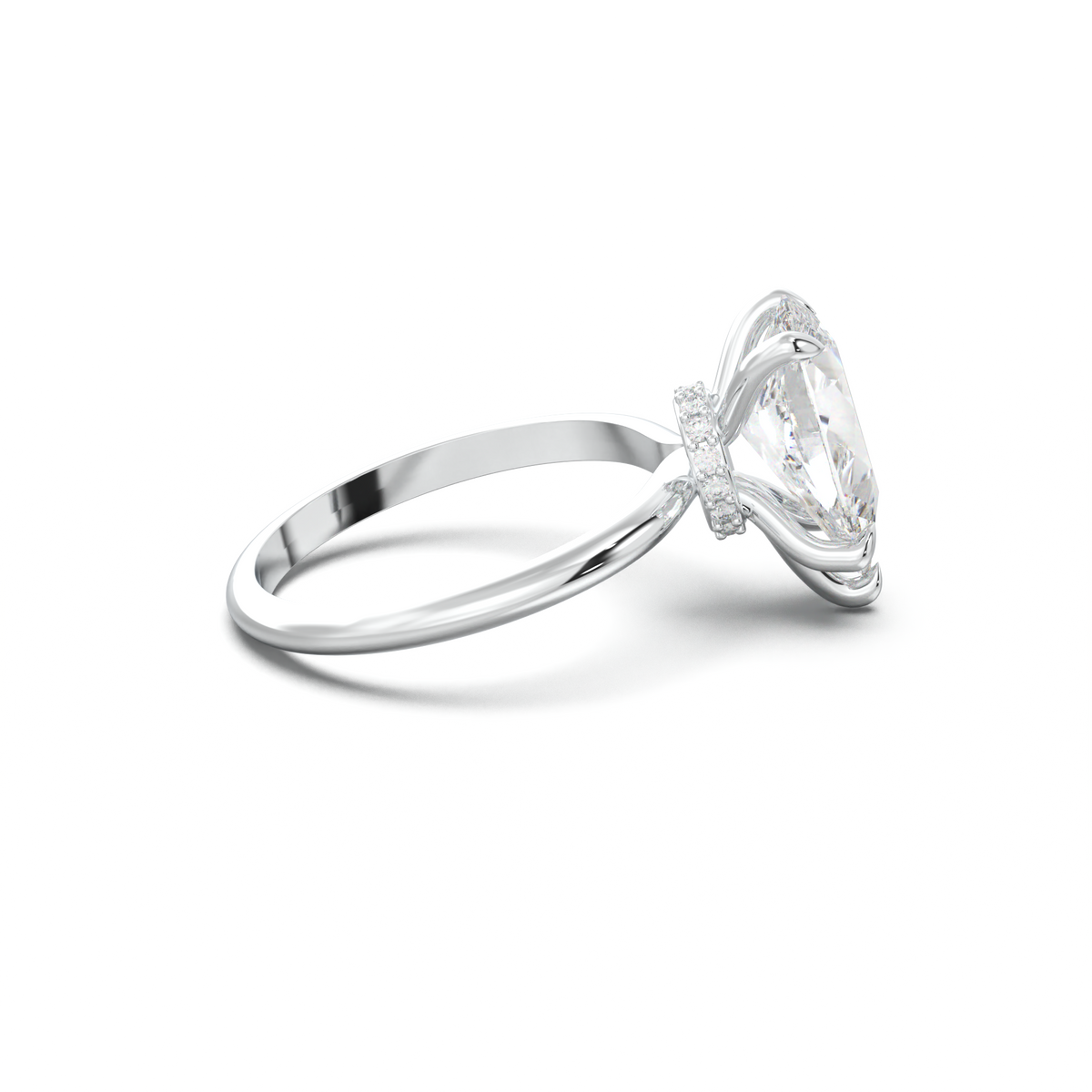 Pear Hidden Halo Engagement Ring