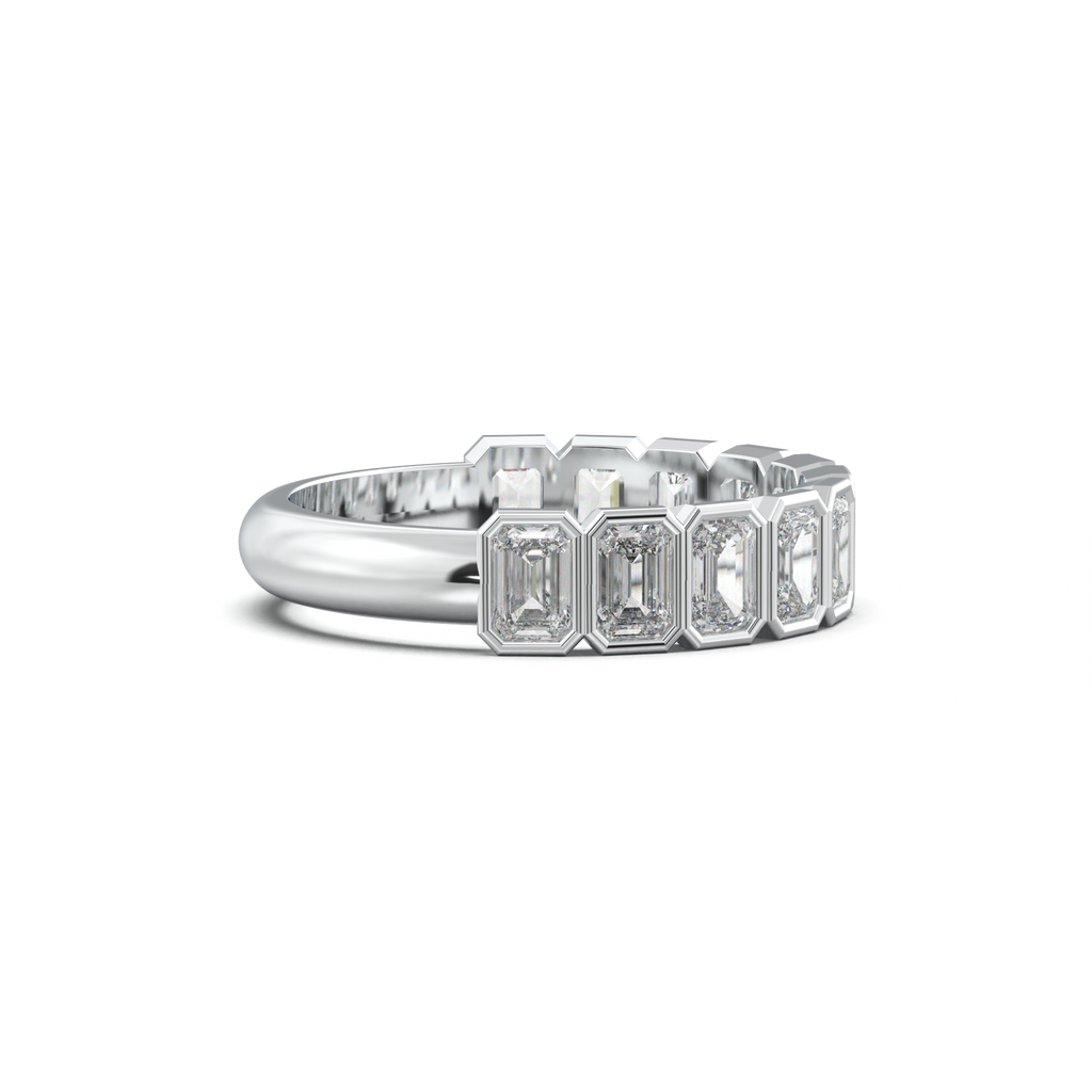 Emerald Bezel Half-Eternity Wedding Band