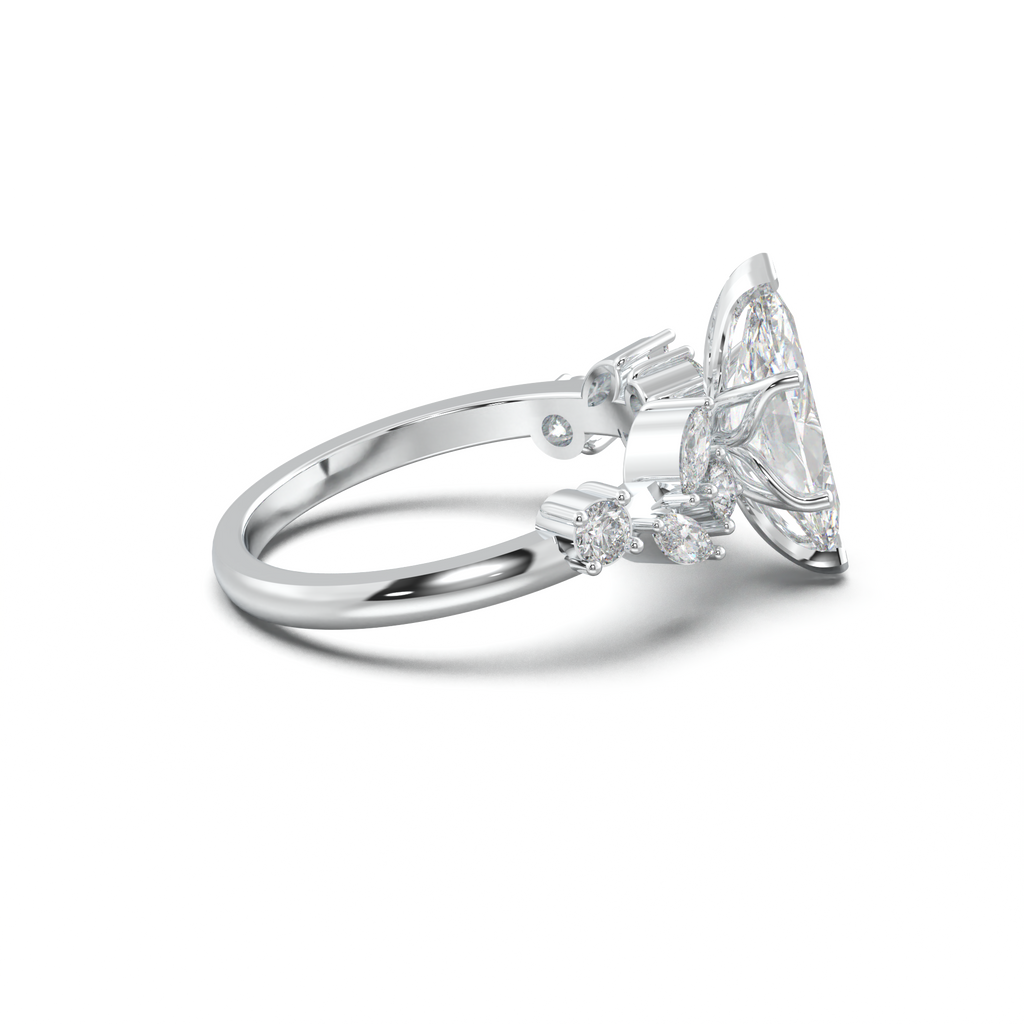 Marquise Mixed Side-Stone Engagement Ring