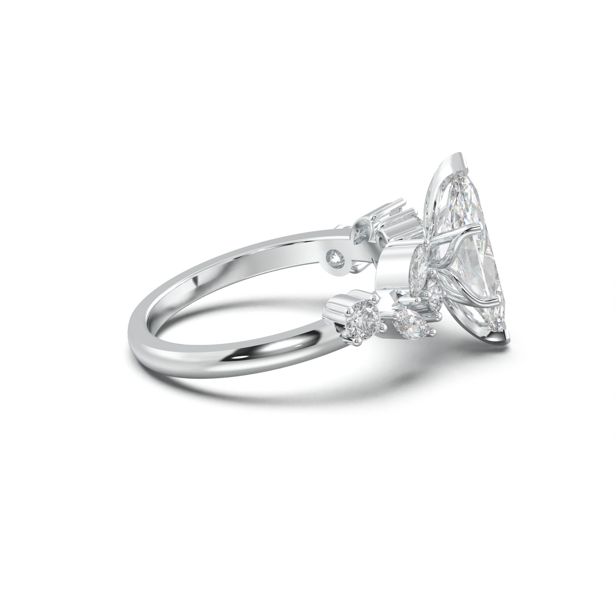 Marquise Mixed Side-Stone Engagement Ring