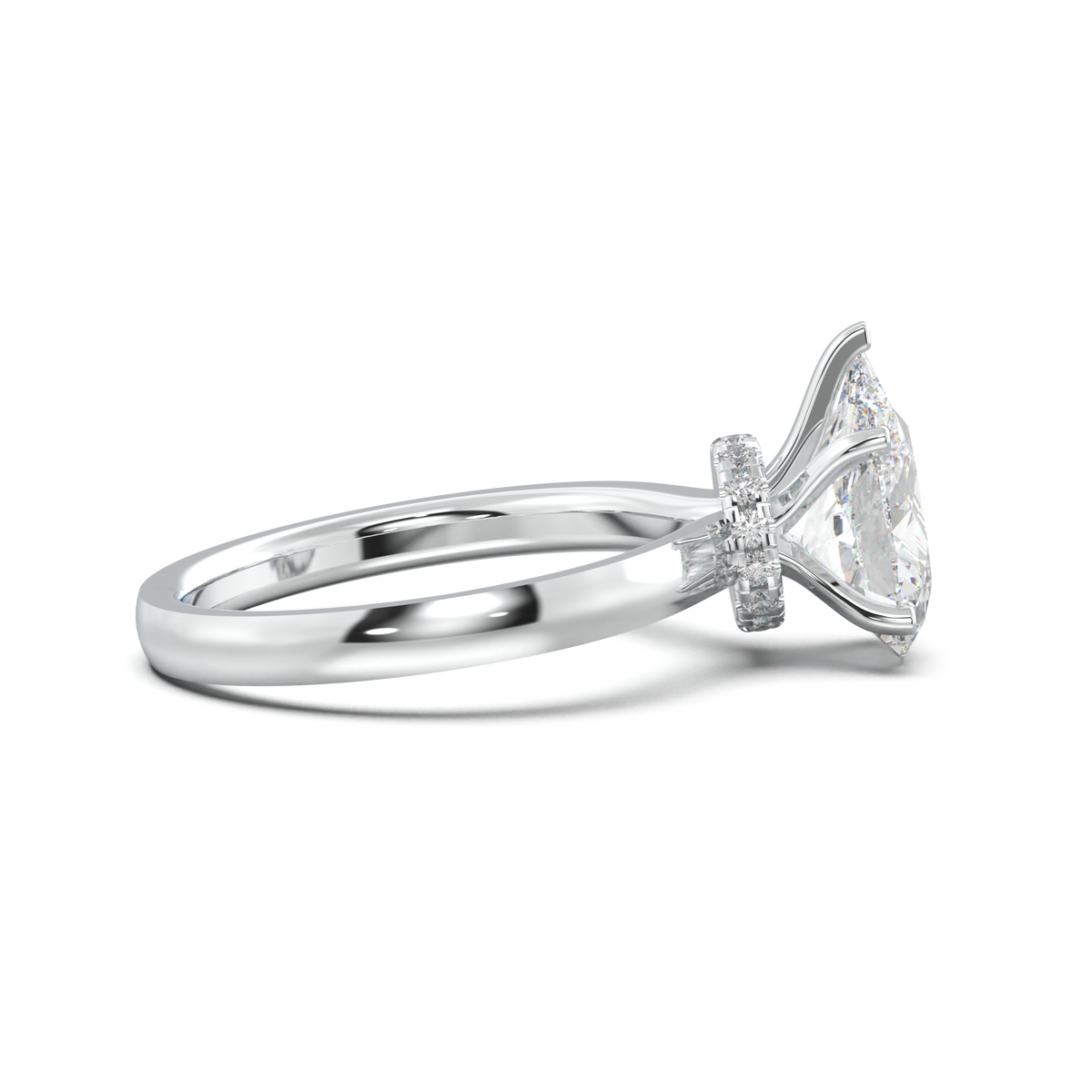 Pear Hidden Halo Engagement Ring