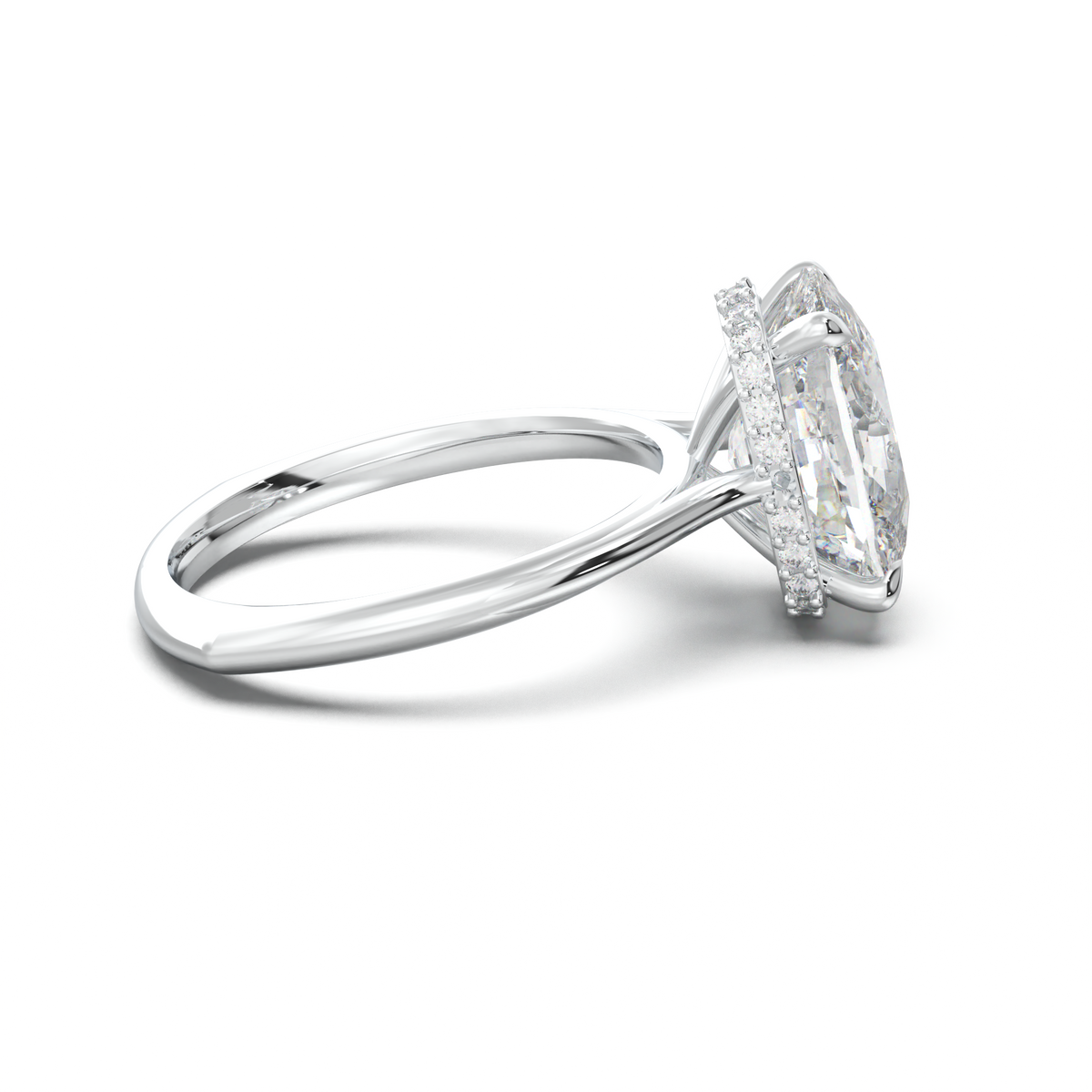 Cushion Hidden Halo Engagement Ring