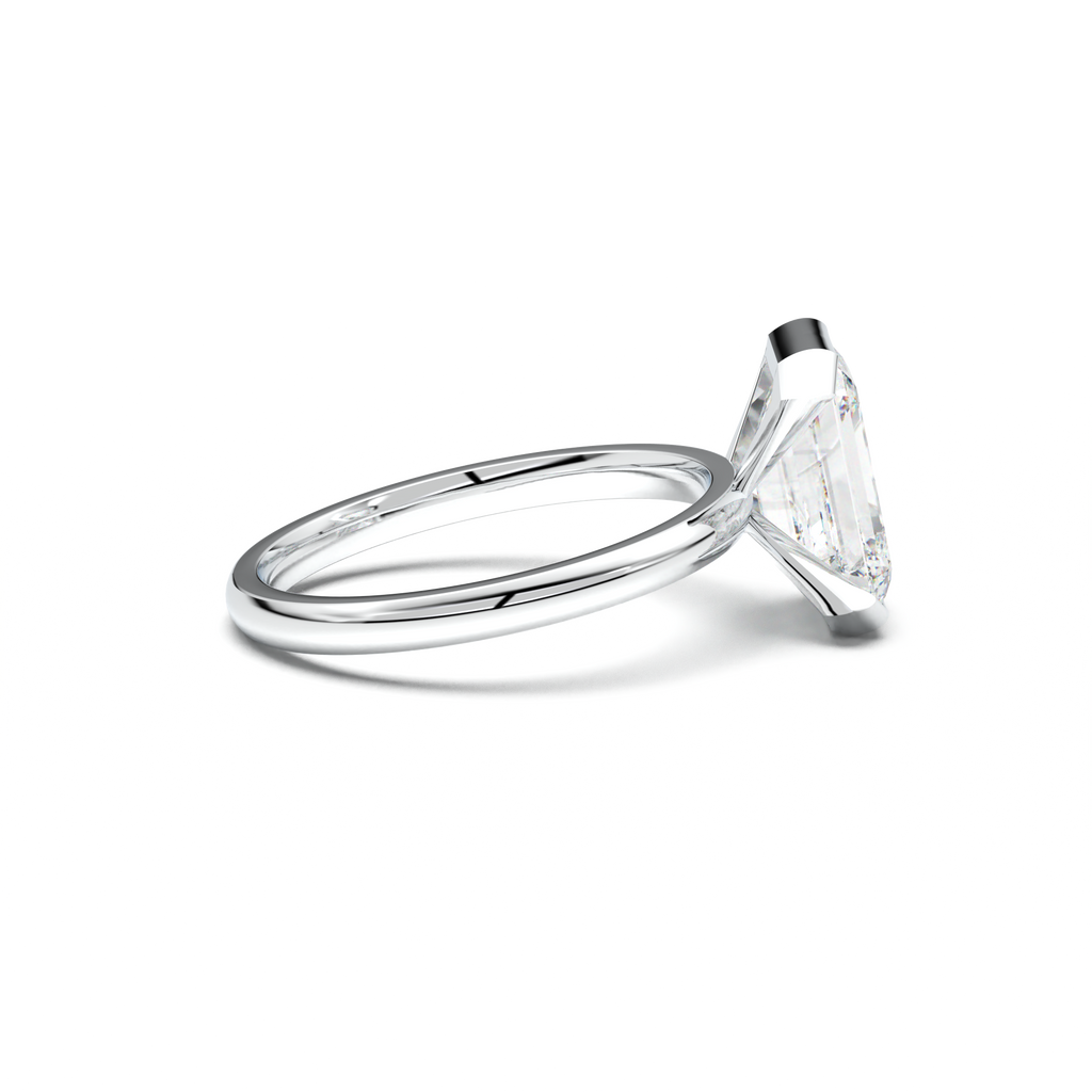 Emerald Cut Half-Bezel Engagement Ring