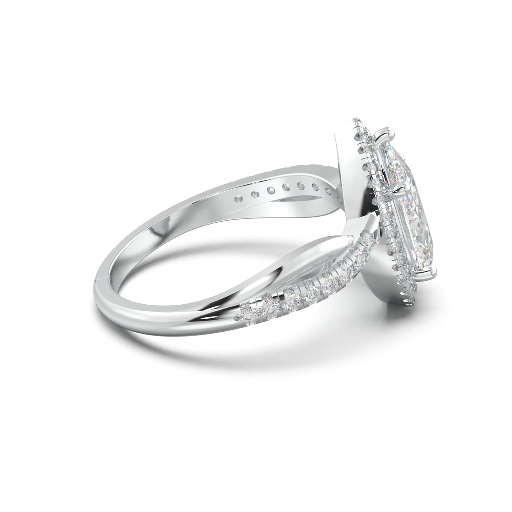 Pear Halo Twisted Pavé Engagement Ring