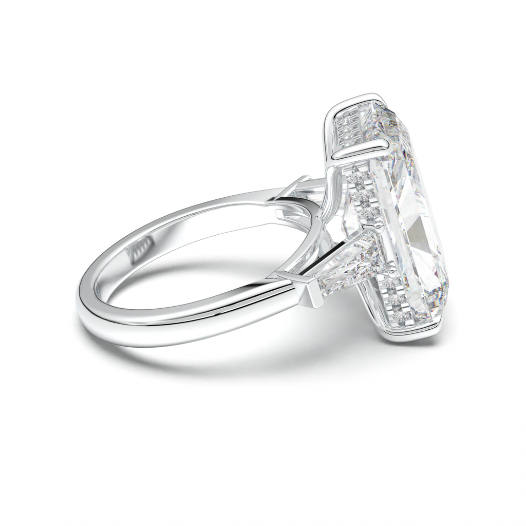 Radiant Baguette Hidden Halo Engagement Ring