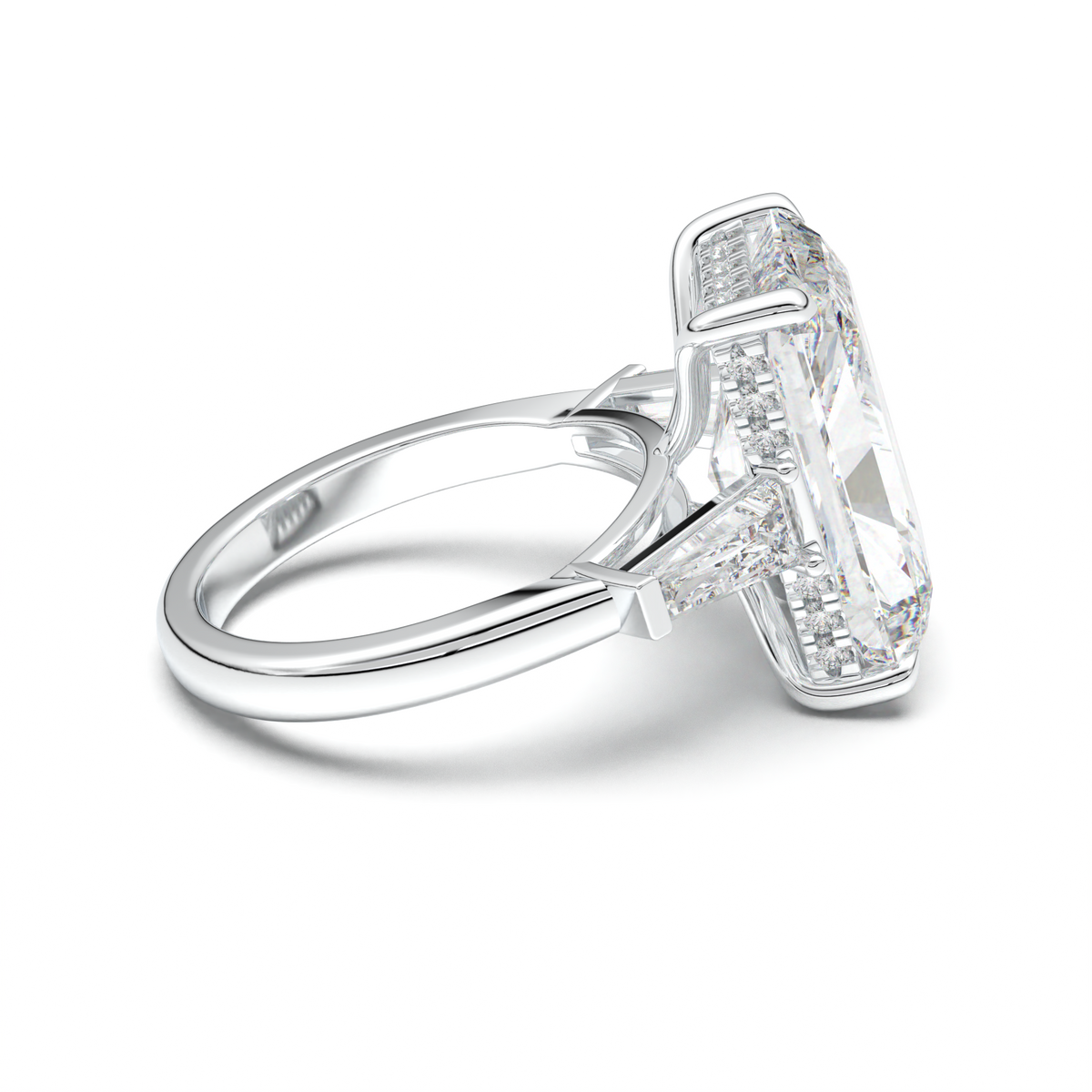 Radiant Baguette Hidden Halo Engagement Ring