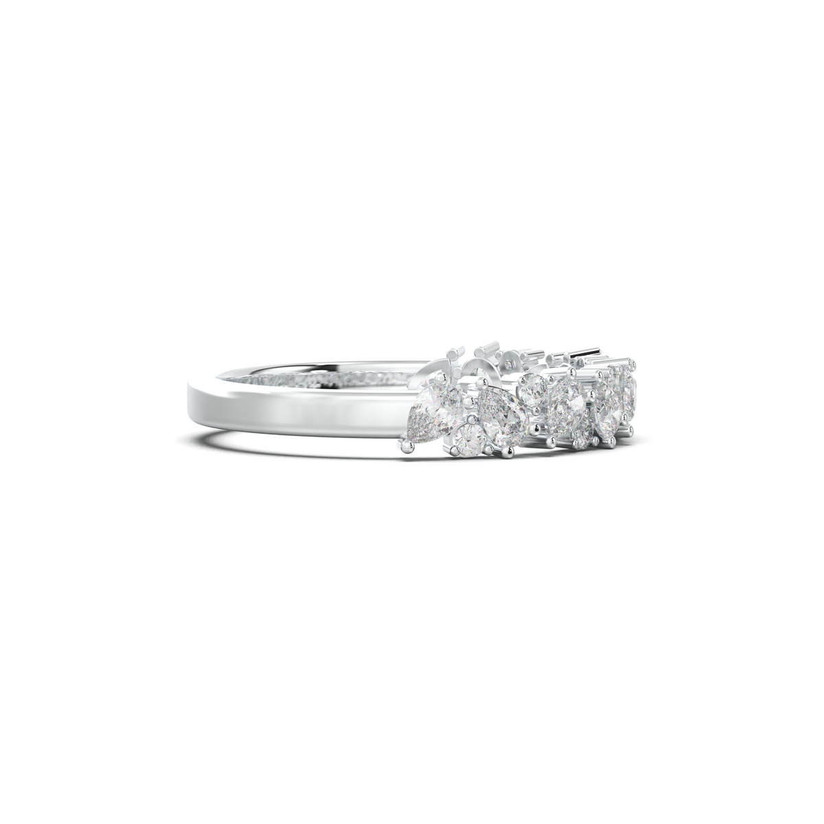 Alternating Pear & Round Half-Eternity Wedding Band