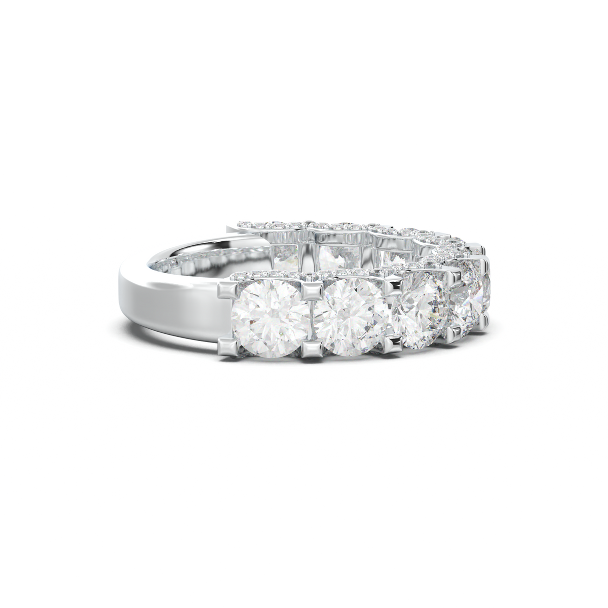 Round Diamond Pavé-Edge Wedding Band