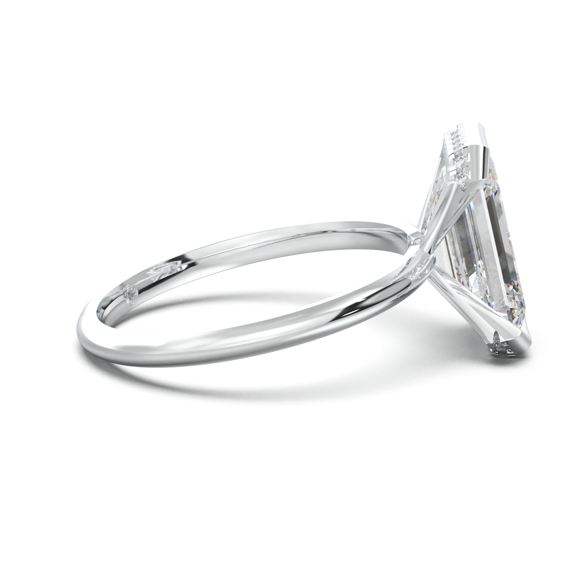 Emerald Hidden Halo Engagement Ring