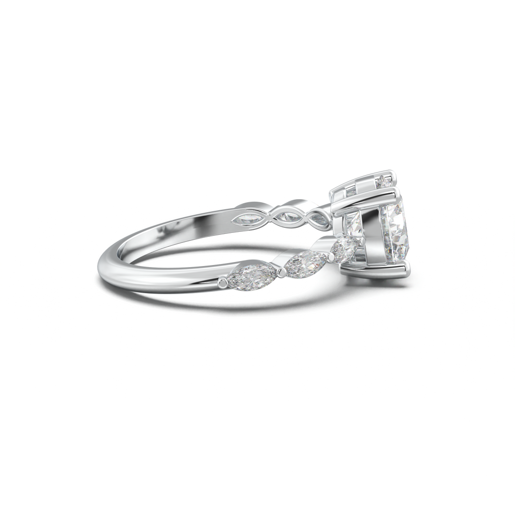 Round Marquise Side-Stone Engagement Ring