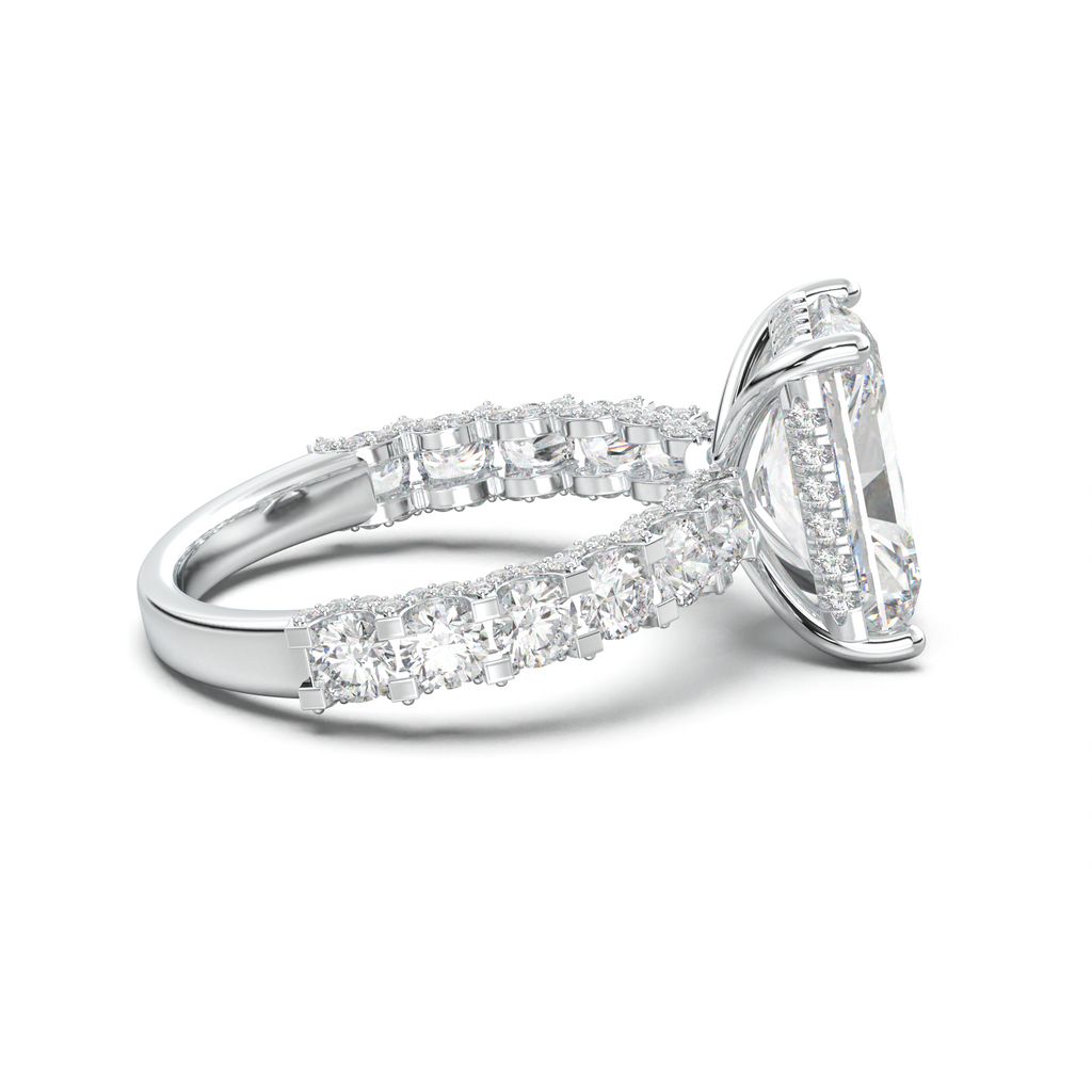 Radiant Diamond Band Engagement Ring