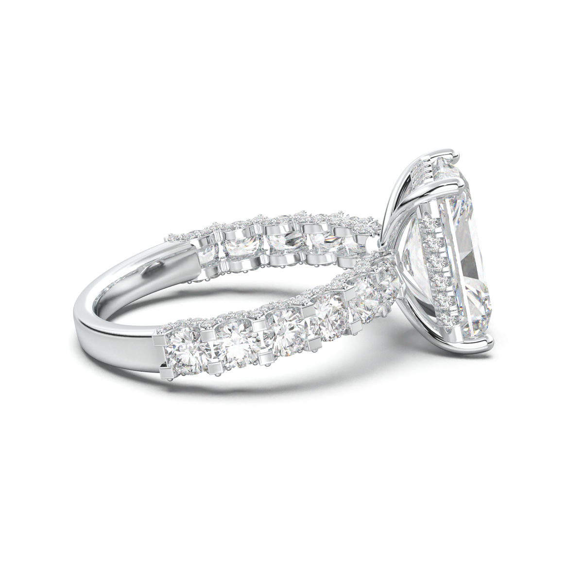 Radiant Diamond Band Engagement Ring