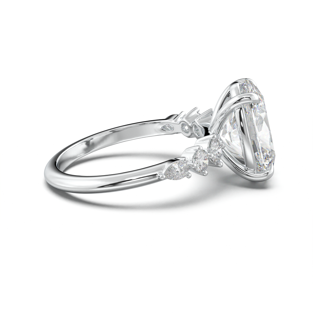 Oval Pear-Accent Engagement Ring