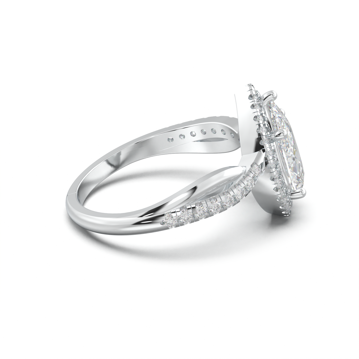 Pear Halo Twisted Pavé Engagement Ring