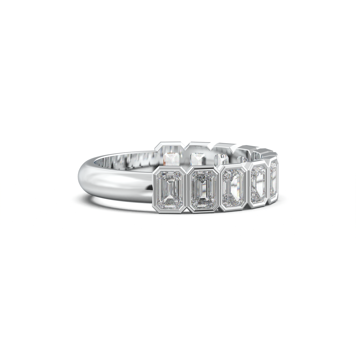 Emerald Bezel Half-Eternity Wedding Band
