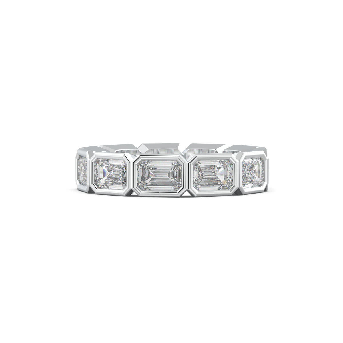 Emerald-Cut Bezel-Style Eternity Wedding Band