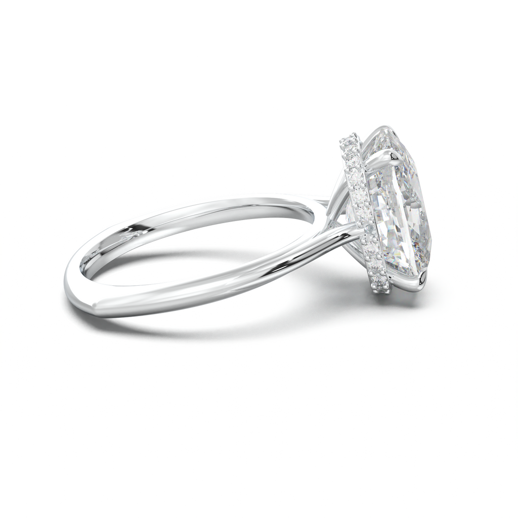 Cushion Hidden Halo Engagement Ring
