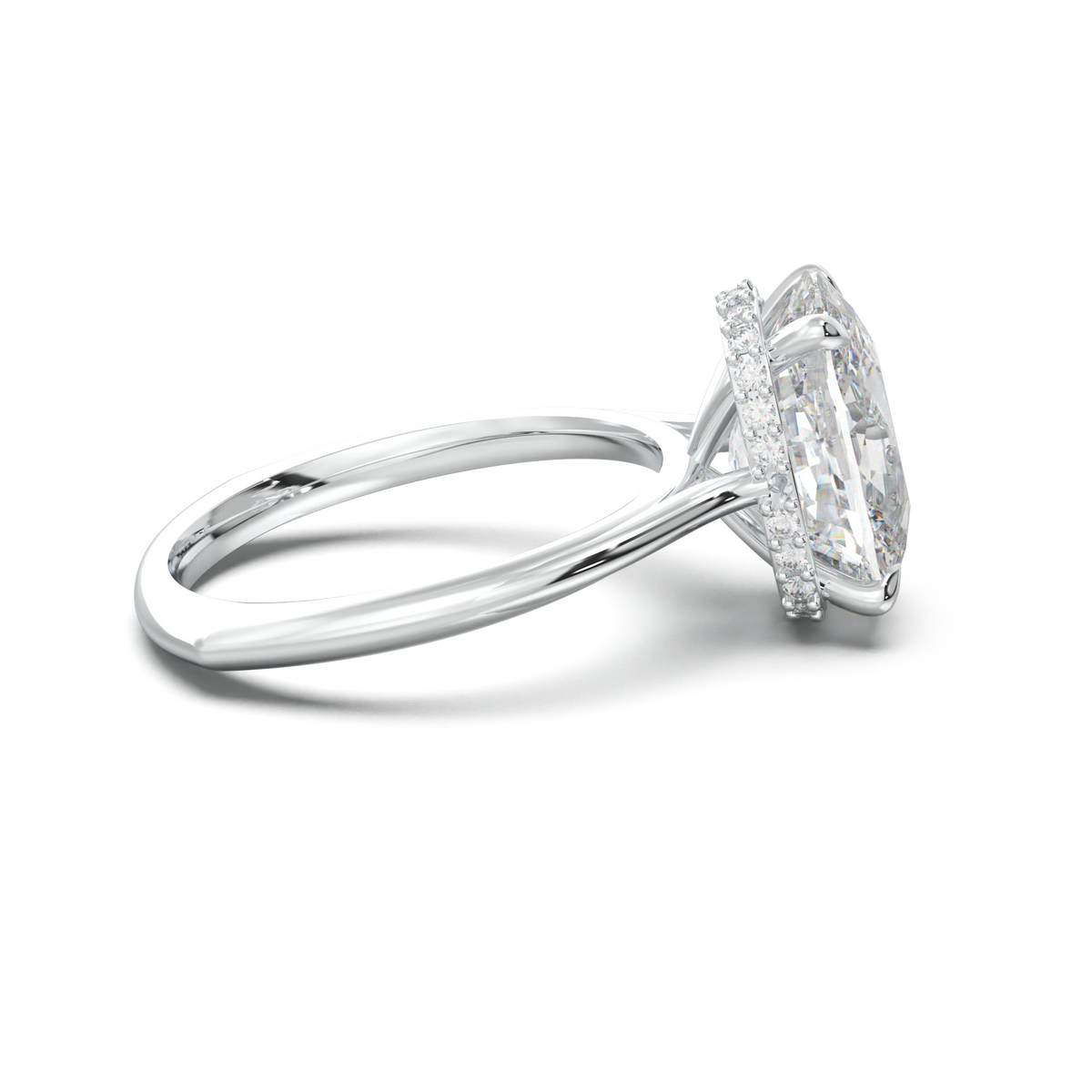 Cushion Hidden Halo Engagement Ring