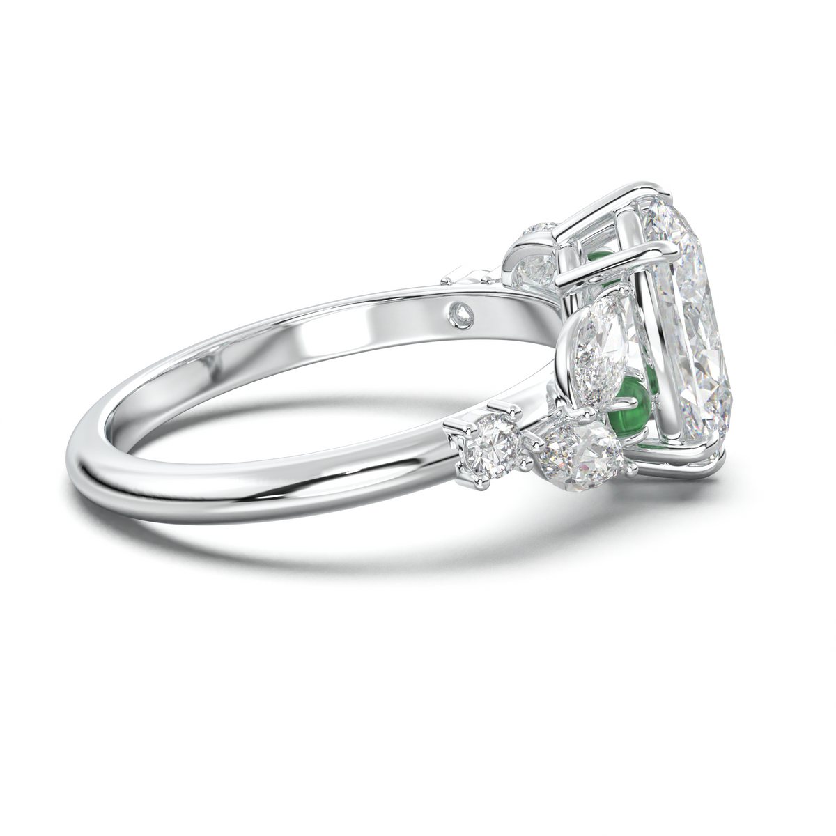 Oval Marquise-Accent Engagement Ring