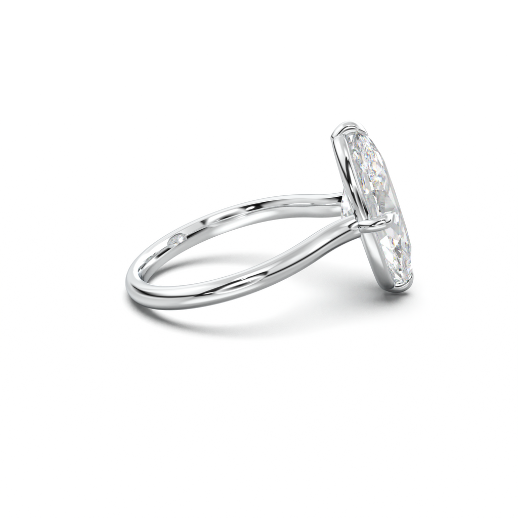 Elongated Moval Solitaire Engagement Ring