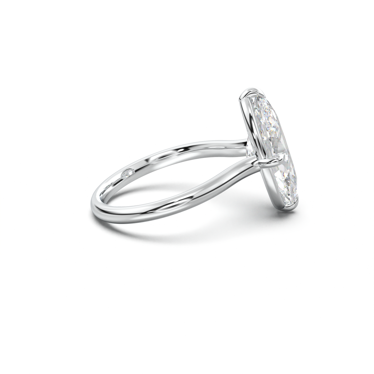 Elongated Moval Solitaire Engagement Ring