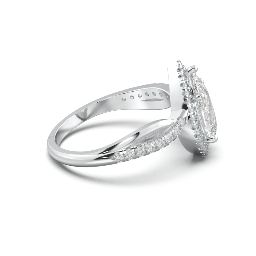 Pear Halo Twisted Pavé Engagement Ring