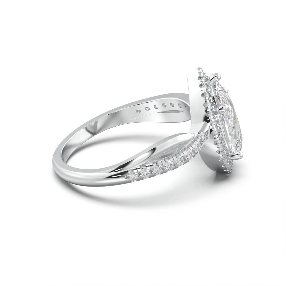 Pear Halo Twisted Pavé Engagement Ring