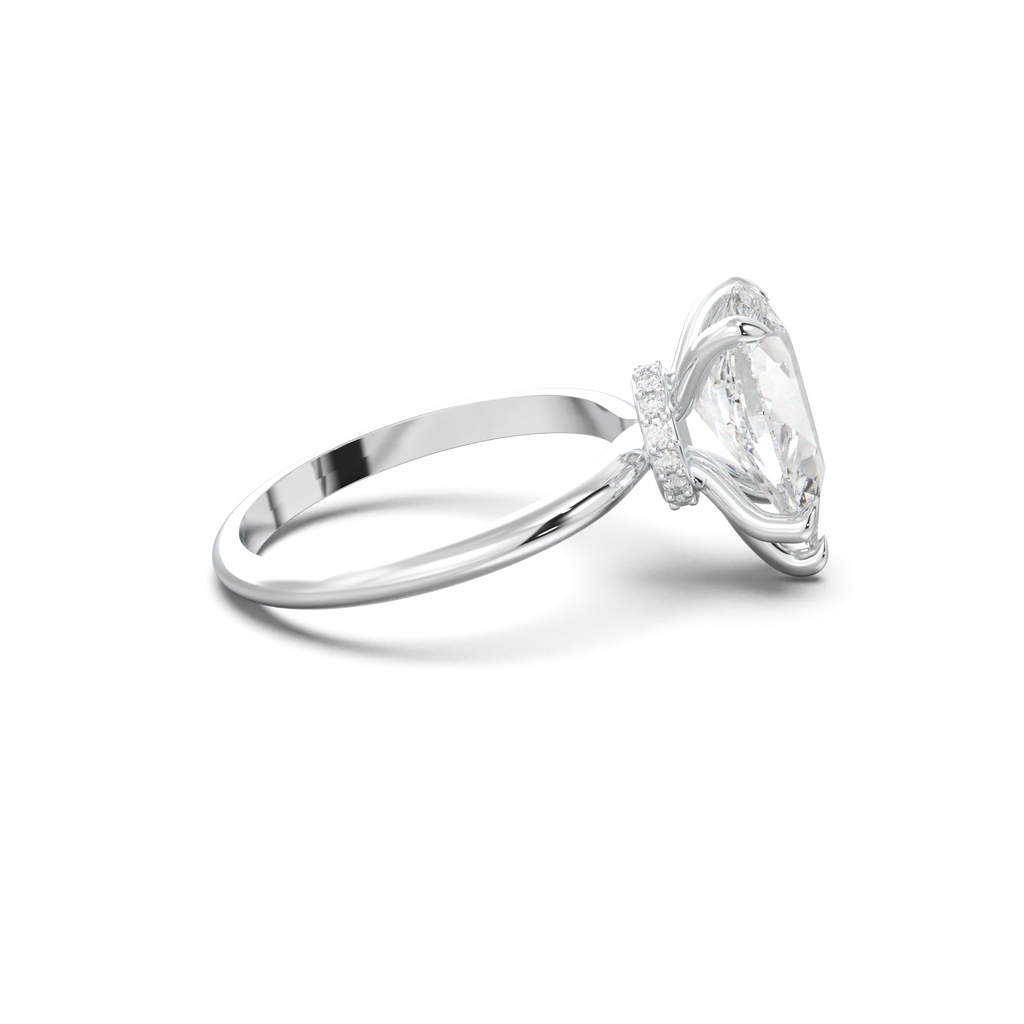 Pear Hidden Halo Engagement Ring