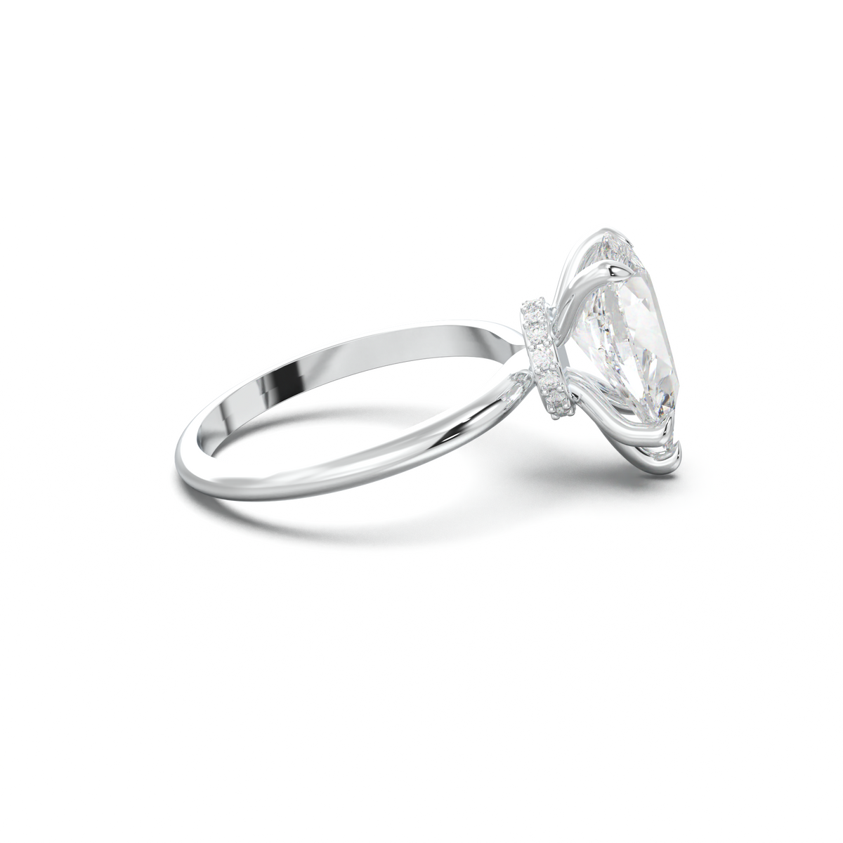 Pear Hidden Halo Engagement Ring