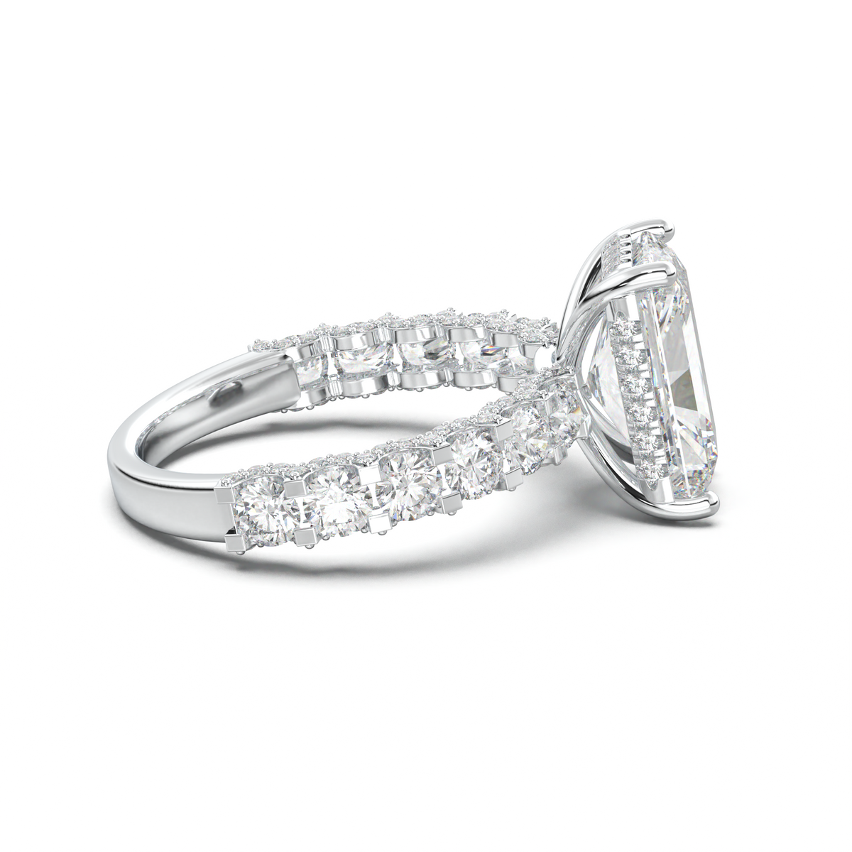 Radiant Diamond Band Engagement Ring