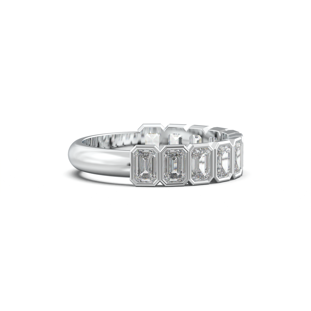 Emerald Bezel Half-Eternity Wedding Band