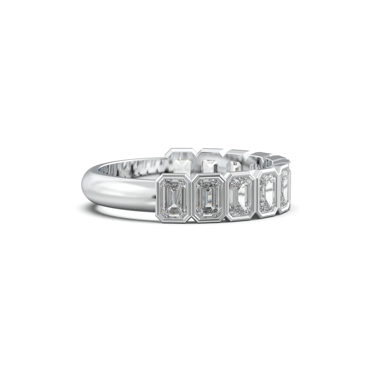 Emerald Bezel Half-Eternity Wedding Band