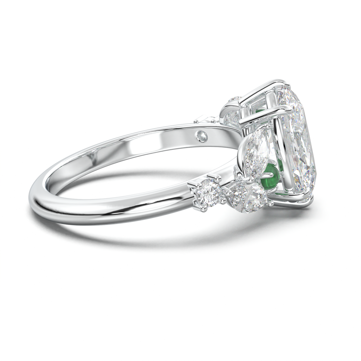 Oval Marquise-Accent Engagement Ring