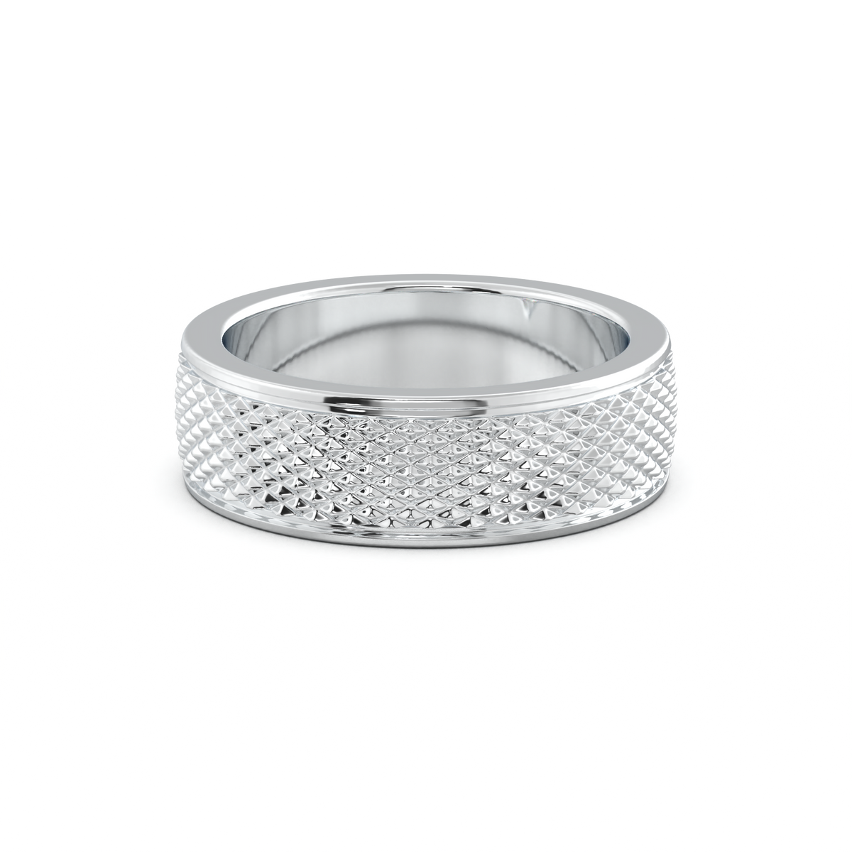 Diamond-Cut Textured Men's Wedding Band