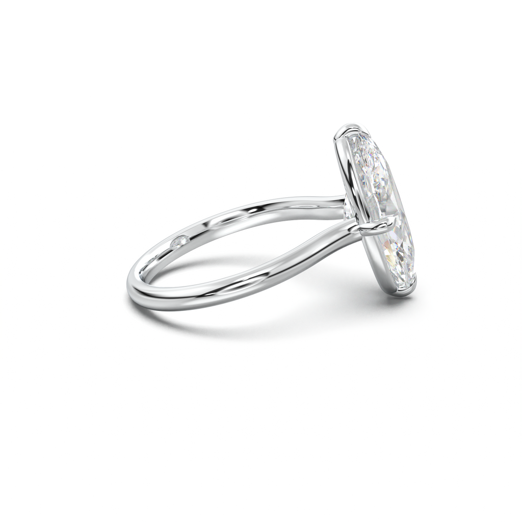 Elongated Moval Solitaire Engagement Ring