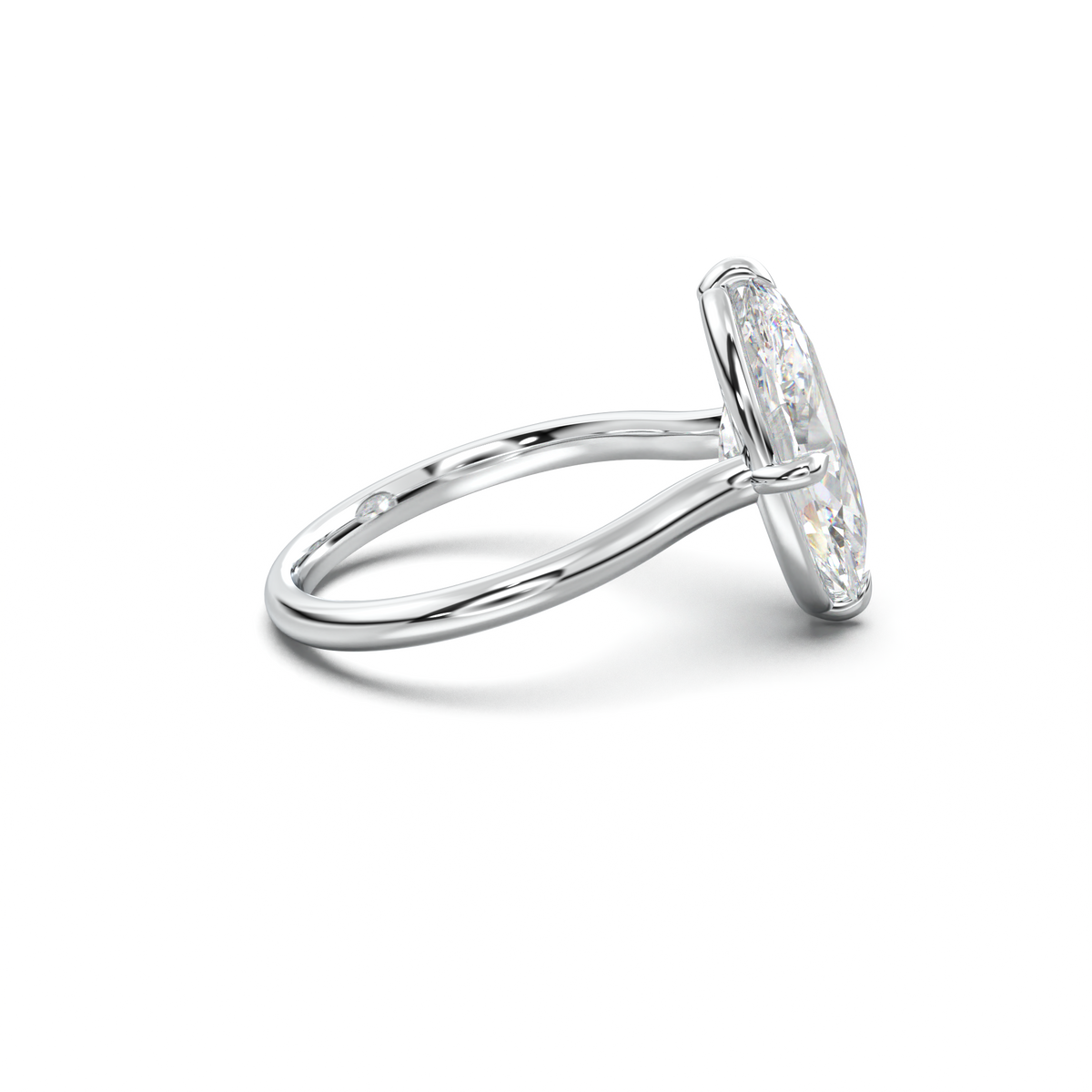 Elongated Moval Solitaire Engagement Ring