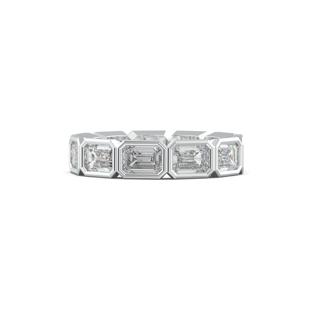 Emerald-Cut Bezel-Style Eternity Wedding Band
