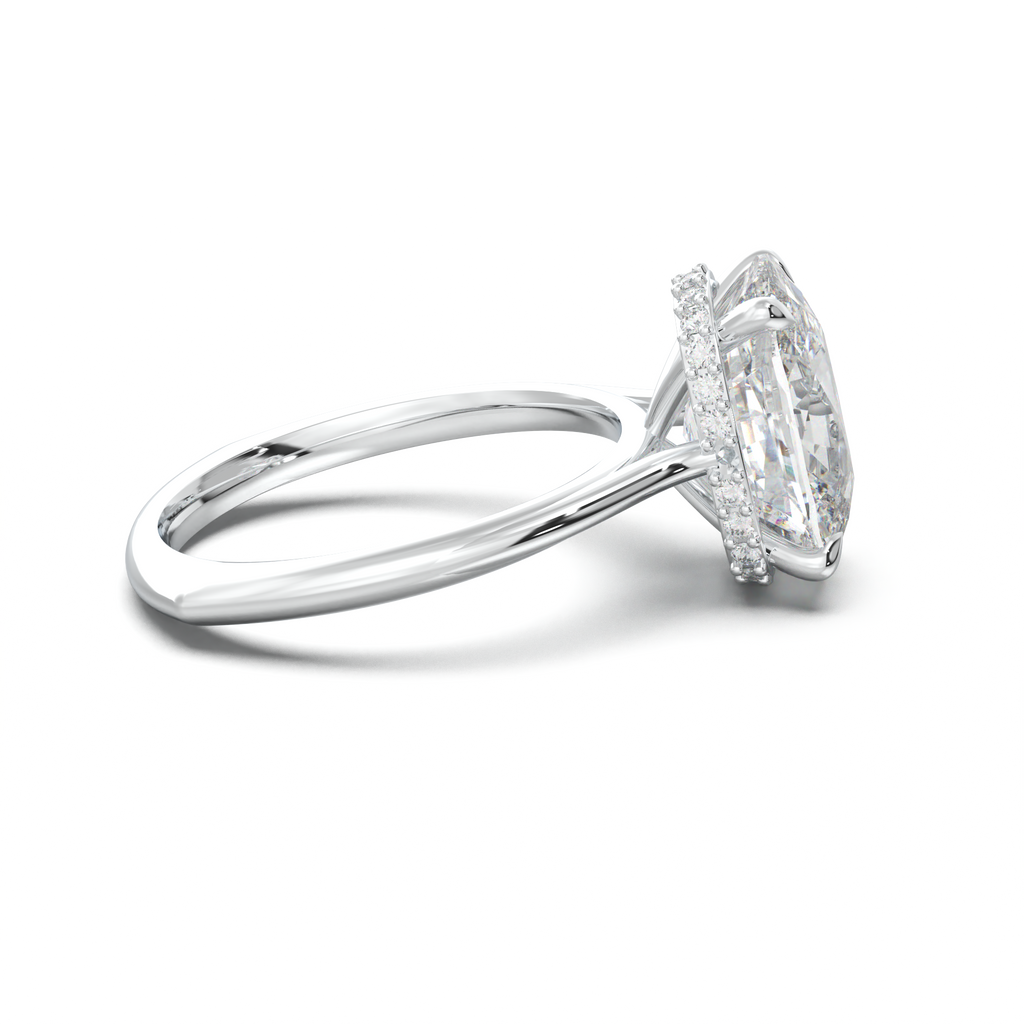 Cushion Hidden Halo Engagement Ring