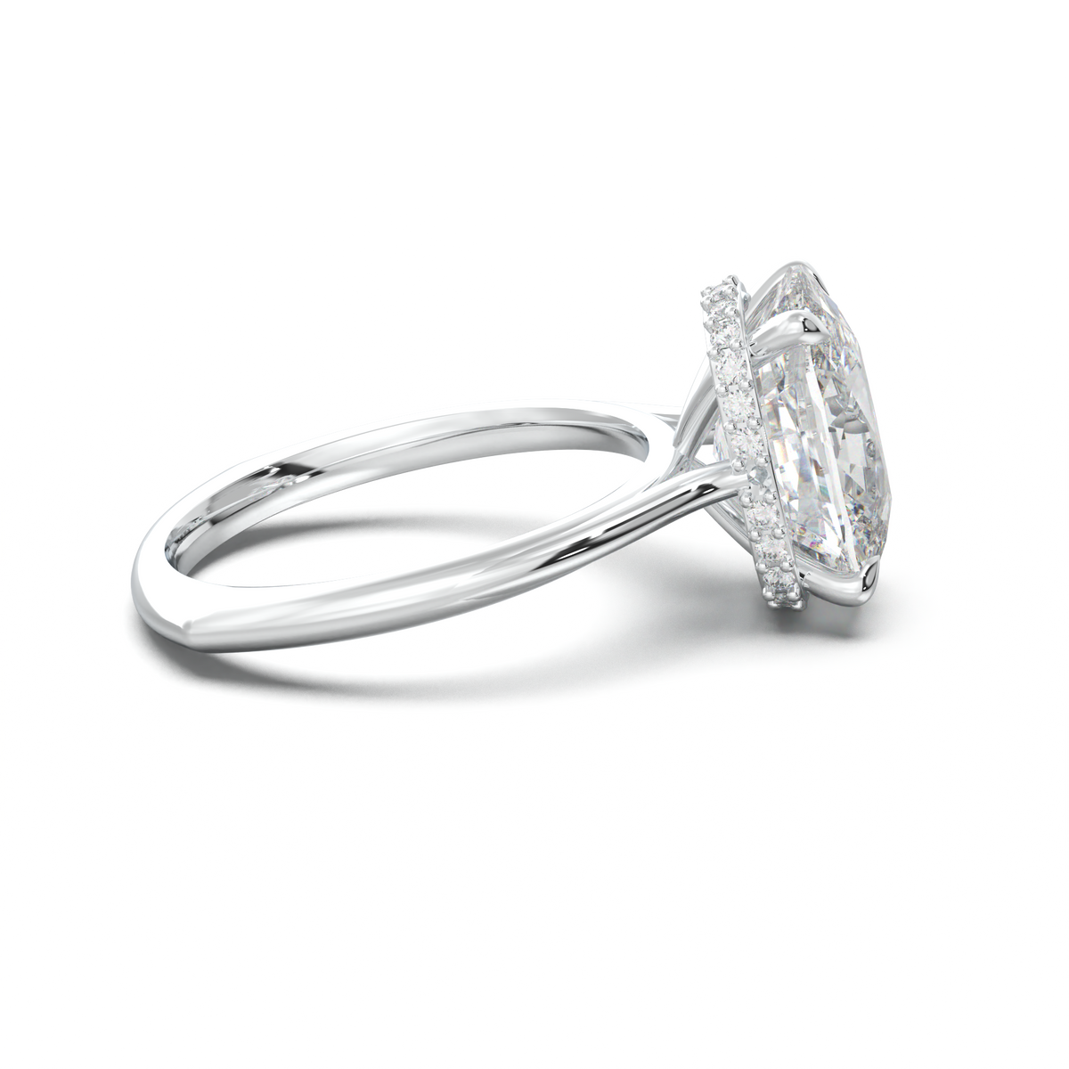 Cushion Hidden Halo Engagement Ring