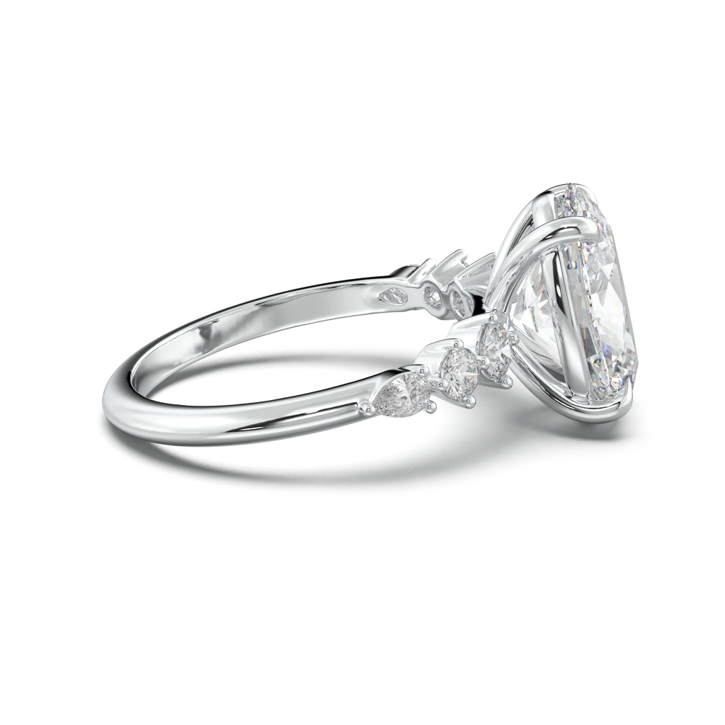Oval Pear-Accent Engagement Ring