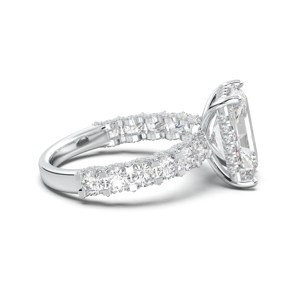 Radiant Diamond Band Engagement Ring