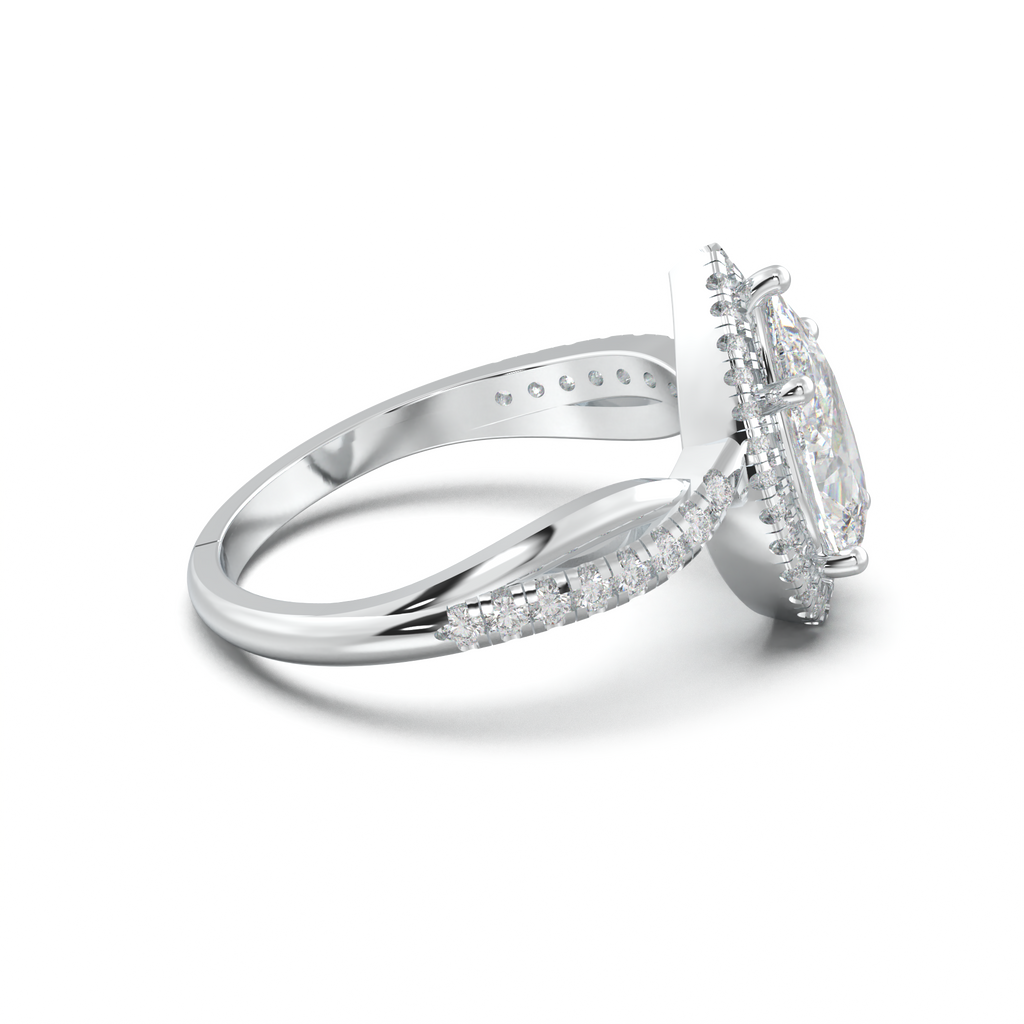 Pear Halo Twisted Pavé Engagement Ring