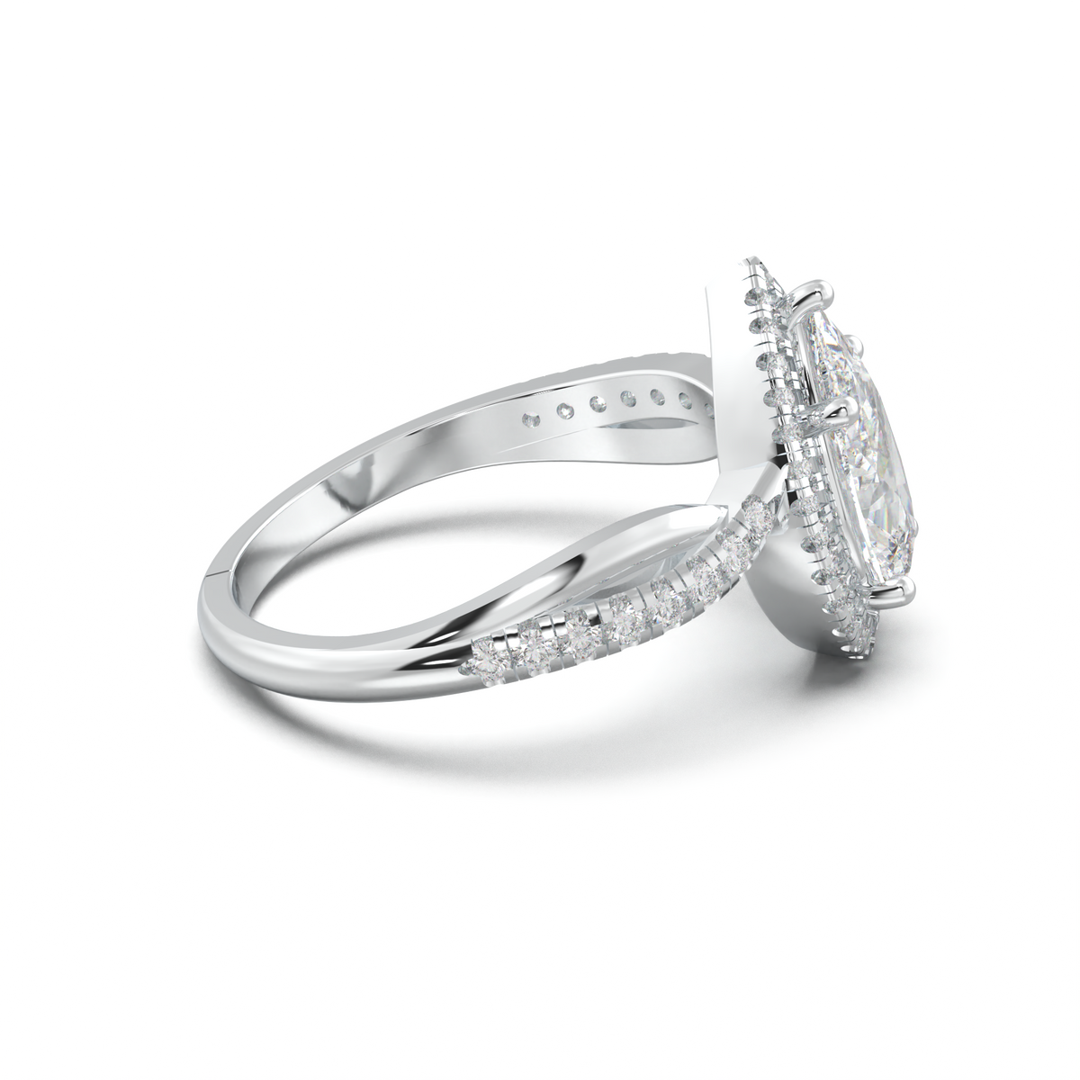 Pear Halo Twisted Pavé Engagement Ring