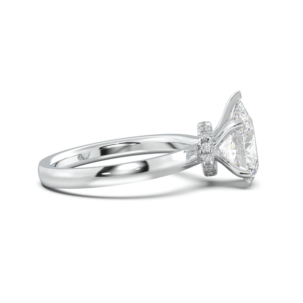 Pear Hidden Halo Engagement Ring