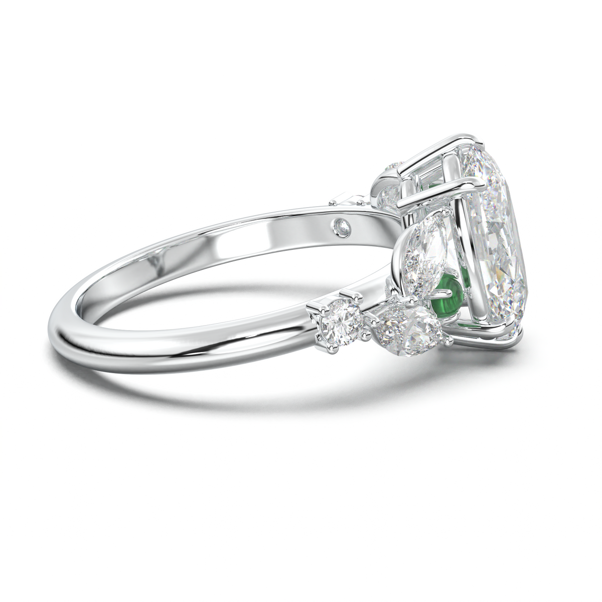 Oval Marquise-Accent Engagement Ring