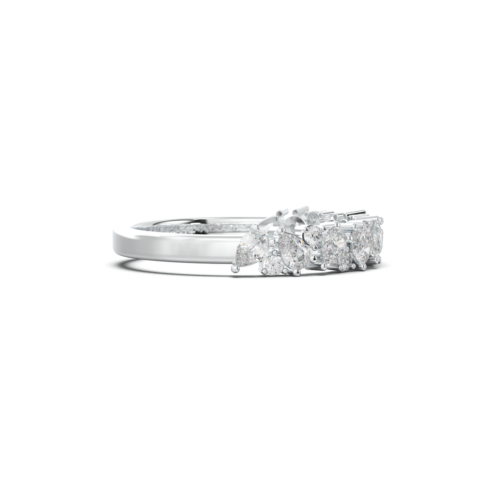 Alternating Pear & Round Half-Eternity Wedding Band