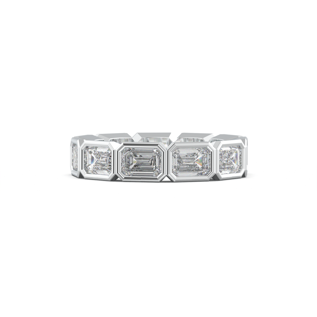 Emerald-Cut Bezel-Style Eternity Wedding Band