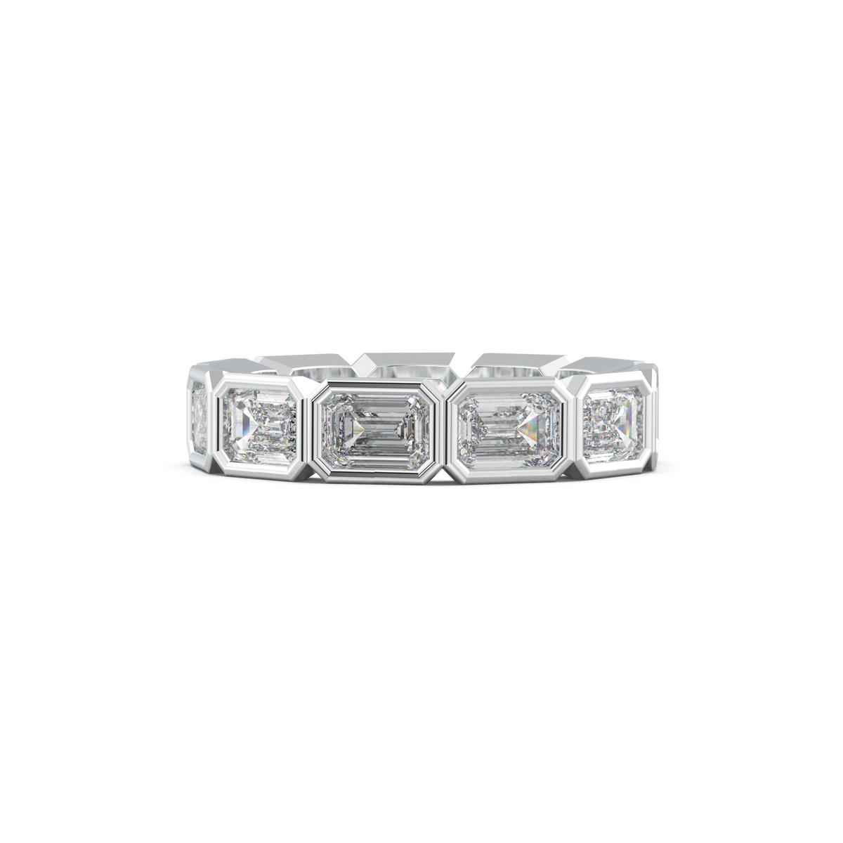 Emerald-Cut Bezel-Style Eternity Wedding Band